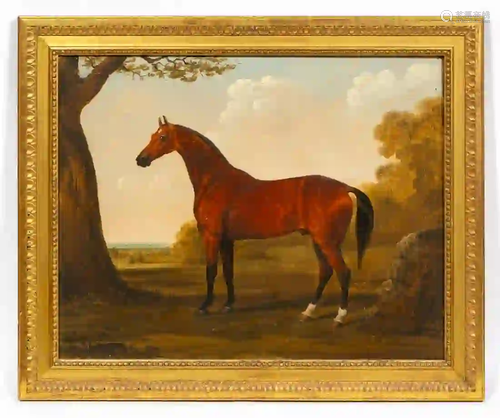 19TH C, EQUESTRIAN PORTRAIT, GILTWOOD FRAME