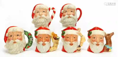 6 PCS, ROYAL DOULTON, SANTA CLAUS TOBY JUGS, CHRIS