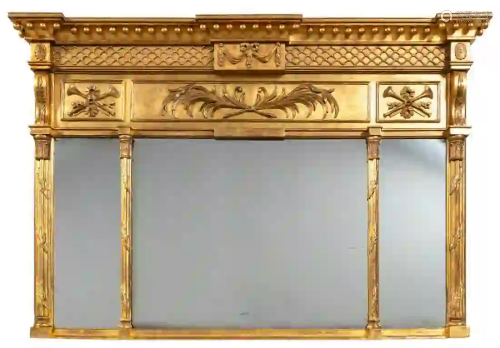 NEOCLASSICAL STYLE GILTWOOD OVERMANTEL MIRROR