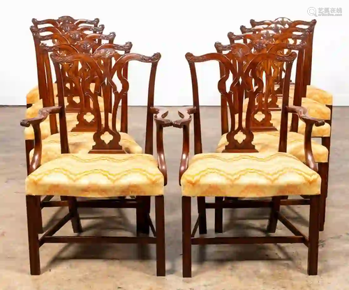 **10 PCS, ENGLISH CHIPPENDALE STYLE DINING CHAIRS