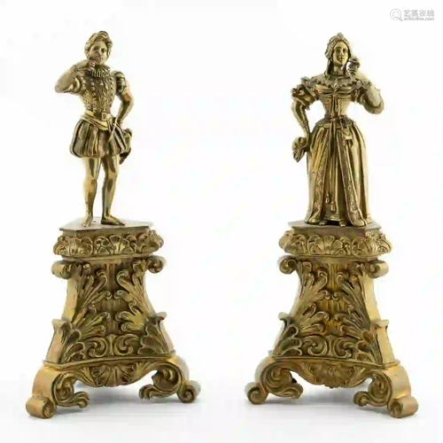 PAIR, CONTINENTAL FIGURAL GILT BRONZE FIGURES