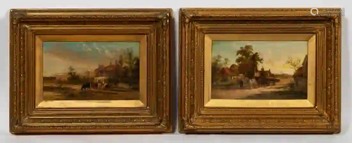 PAIR, WILLIAM DOMMERSEN, OILS, GILTWOOD FRAMES