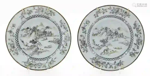 PAIR, CHINESE EXPORT ENCRE DE CHINE PLATES