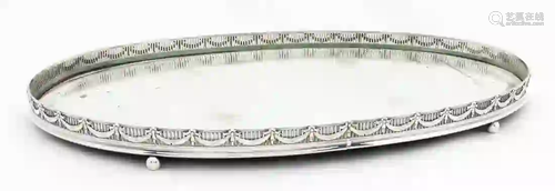 SILVERPLATE OVAL MIRRORED DINING TABLE PLATEAU