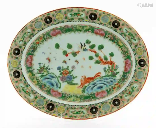 CHINESE OVAL ROSE MEDALLION PORCELAIN PLATTER