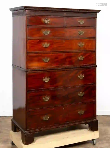 19TH C. ENGLISH CHEST ON CHEST WITH BUTLER'S DESK