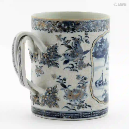 CHINESE BLUE & WHITE CHICKEN SKIN TEXTURE TANKARD