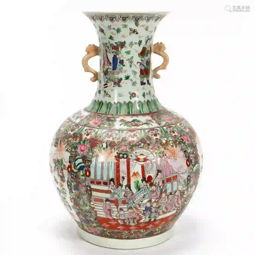 CHINESE ROSE MEDALLION LARGE PORCELAIN VASE