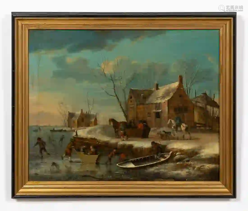 VERMEULEN, DUTCH SNOWY LANDSCAPE, OIL ON CANVAS