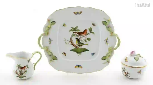 3 PIECES, HEREND, ROTHSCHILD BIRD TABLEWARES