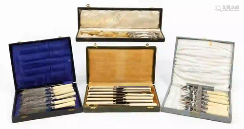 4 BOXED SETS SILVER FLATWARE, CONTINENTAL, ENGLISH