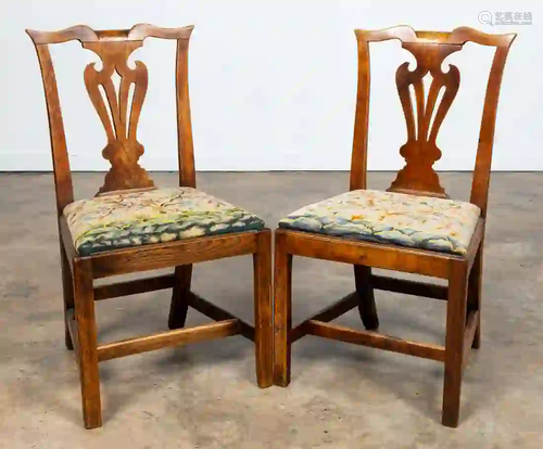 PR. 18TH C. CHIPPENDALE CHAIRS WITH NEEDLEPOINT