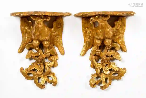 PAIR, GILTWOOD EAGLE BRACKETS, FEDERAL STYLE