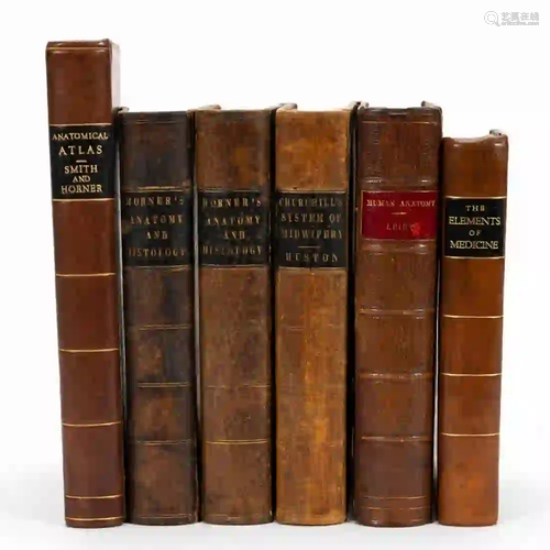 6 PCS, 18TH & 19TH C MEDICAL BOOKS, LEATHERBOUND