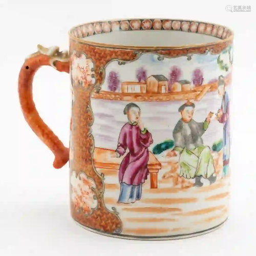 CHINESE EXPORT MANDARIN PALETTE PORCELAIN TANKARD