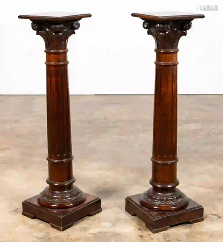 PAIR, 19TH C. MAHOGANY NEOCLASSICAL STYLE PEDESTAL