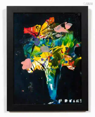 STEVE PENLEY, ABSTRACT FLORAL ACRYLIC PAINTING
