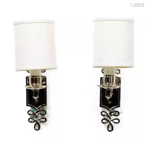 PAIR, ALEXA HAMPTON 'GINGER' SCONCES WITH SHADES