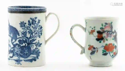 19TH C. CAUGHLEY PARROT & CHINESE EXPORT TANKARDS