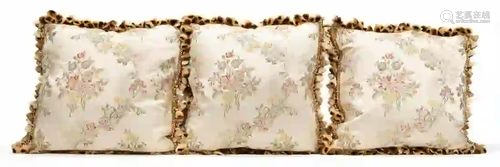 3 FLORAL EMBROIDERED DESIGNER UPHOLSTERED PILLOWS