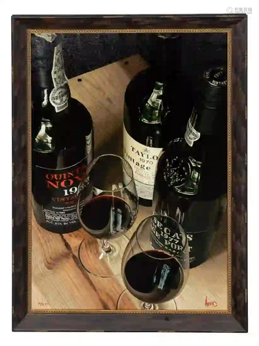 THOMAS ARVID, WINE GICLEE ON CANVAS, FRAMED