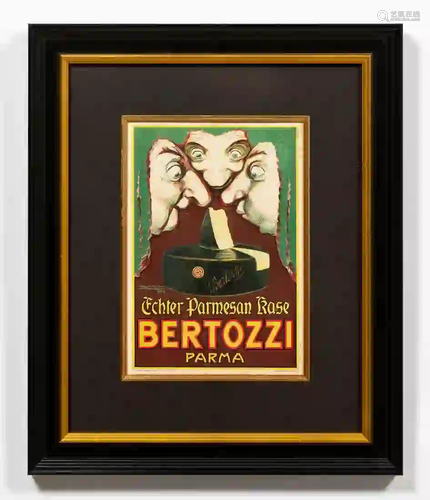 1924, ITALIAN PARMESAN CHEESE LITHOGRAPH, FRAMED