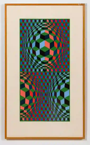 VICTOR VASARELY, OP ART, SERIGRAPH, FRAMED