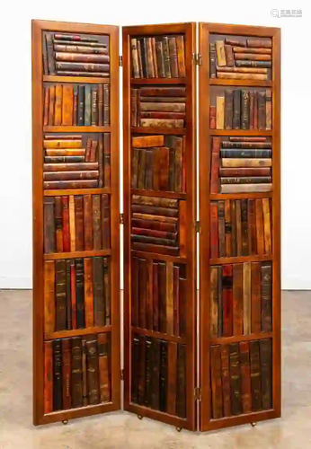 SARREID WOODEN THREE PANEL LIBRARY SCREEN