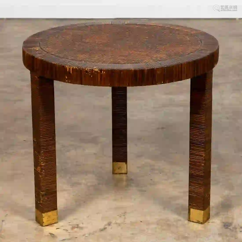 ATTR: BIELECKY BROTHERS ROUND CANE END TABLE