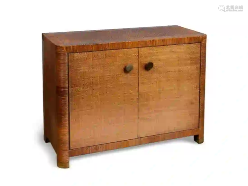 BIELECKY BROTHERS RATTAN TWO-DOOR CABINET