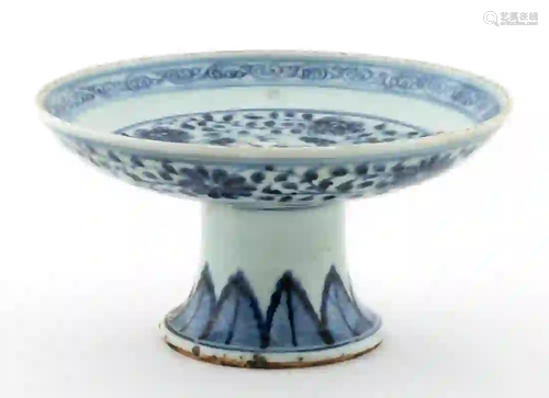 CHINESE BLUE & WHITE PHOENIX STEM BOWL