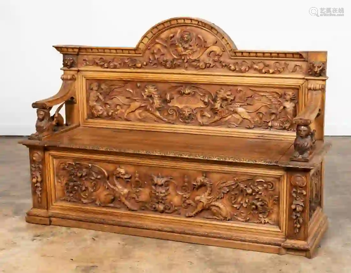 19TH C. RENAISSANCE REVIVAL HORNER STYLE BENCH