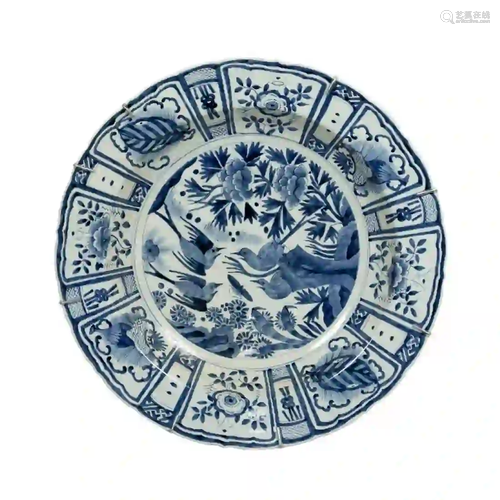 CHINESE EXPORT BLUE & WHITE PORCELAIN CHARGER