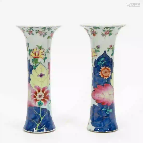 PAIR, CHINESE EXPORT TOBACCO LEAF PATTERN VASES