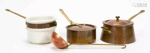 FOUR PIECES, COLLECTION OF COPPER COOKWARE