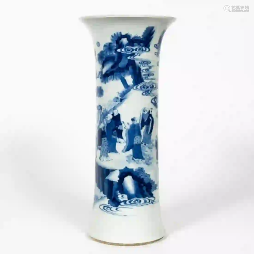 CHINESE BLUE & WHITE PORCELAIN GU VASE