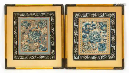 PR. CHINESE EMBROIDERY, BLUE & WHITE SQUARES