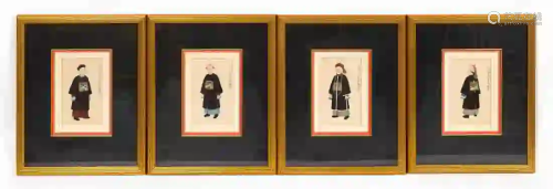 4 PCS CHINESE FIGURAL WATERCOLORS, FRAMED AS SET