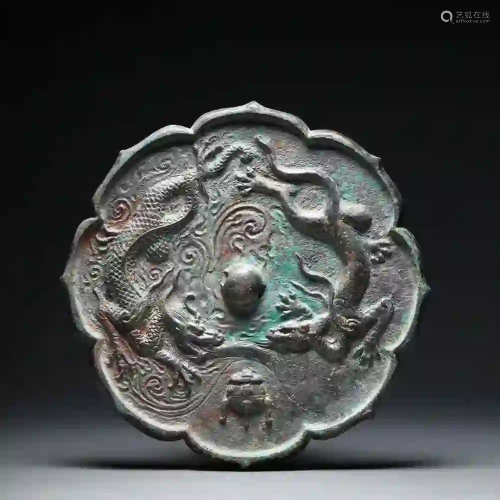 A Dragon and Tiger Bronze Mirror Song Dynasty