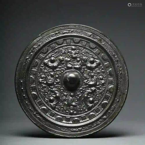 A Beasts and Immortals Bronze Mirror Han Dynasty