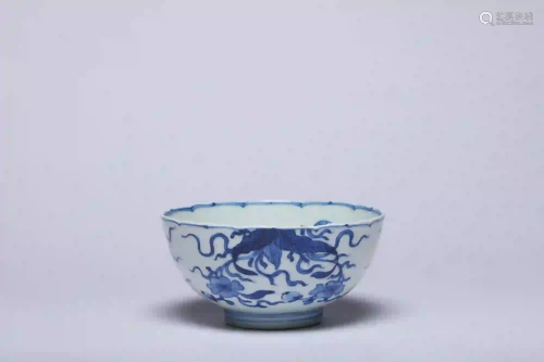 A Blue and White Floral Bowl Qing Kangxi Period