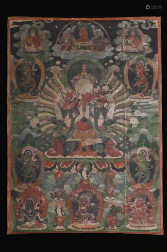 An 18th Century Guanyin Avalokitesvara Tibetan Thangka