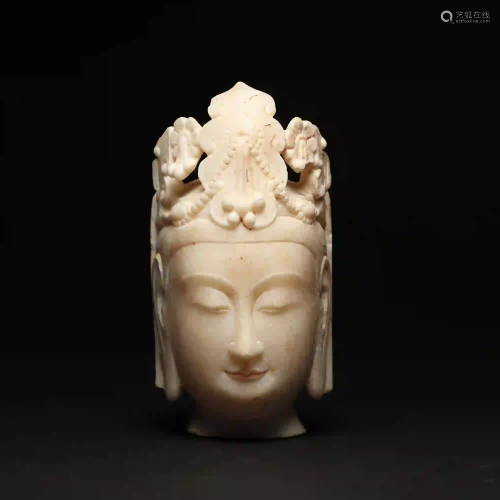 A 17th Century Carved Marble Guanyin Head
