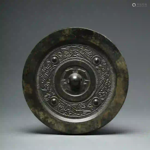 An Auspicious Animals Pattern Bronze Mirror Han Dynasty