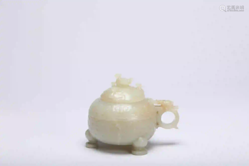 A Carved Hetian Jade Pot Qing Dynasty