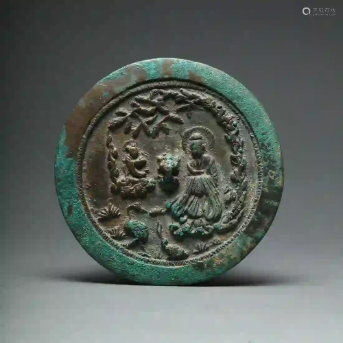 A Liao Jin Period Immortal Tortoise and Crane Bronze