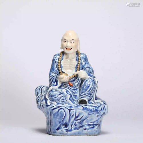 A Blue and White Porcelain Figure of Luohan Arhat