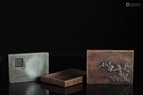 A Carved Plum Blossom Inkstone Qing Dynasty