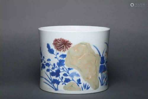 A Tri-Colored Brush Pot Bitong Kangxi Period