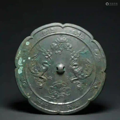 A Double Phoenix Bronze Mirror Tang Dynasty